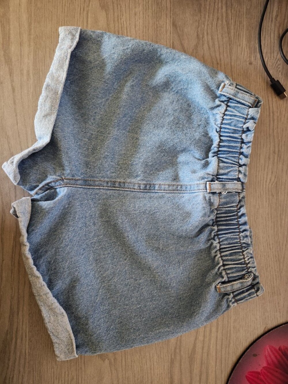 Girls Jean Shorts Size 6 Calvin Klein Elastic Waist Light Blue Denim Pockets - Picture 5 of 7